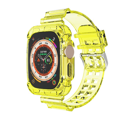 For Apple Watch Ultra 49mm Glacier Transparent TPU Integrated Watch Band(Yellow) - Watch Bands by buy2fix | Online Shopping UK | buy2fix