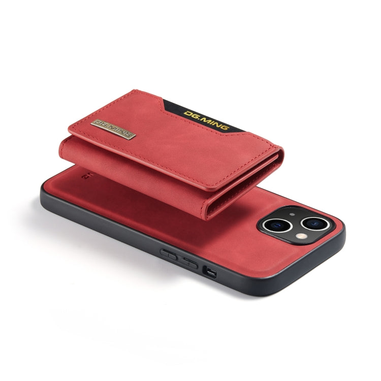 For iPhone 14 Plus DG.MING M2 Series 3-Fold Card Bag Leather Case(Red) - iPhone 14 Plus Cases by DG.MING | Online Shopping UK | buy2fix