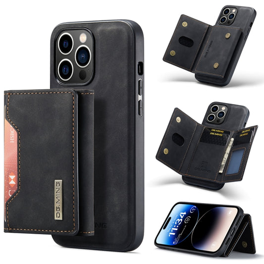 For iPhone 14 Pro DG.MING M2 Series 3-Fold Card Bag Leather Case(Black) - iPhone 14 Pro Cases by DG.MING | Online Shopping UK | buy2fix