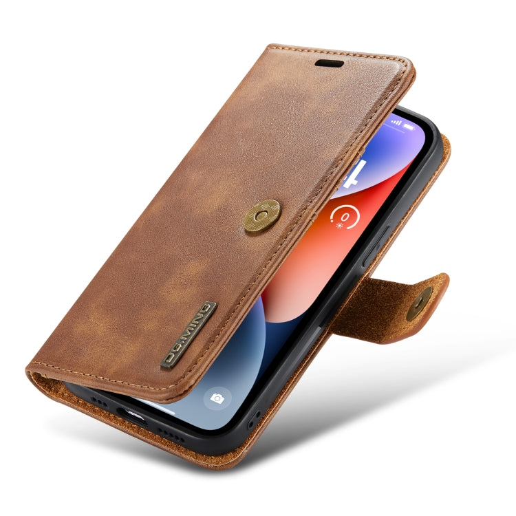 For iPhone 14 Plus DG.MING Crazy Horse Texture Detachable Magnetic Leather Case(Brown) - iPhone 14 Plus Cases by DG.MING | Online Shopping UK | buy2fix