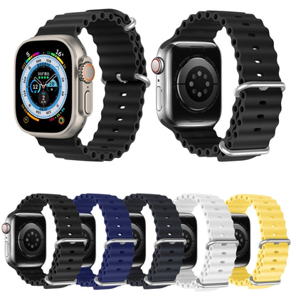 DUX DUCIS Sea Wave Silicone Watch Band For Apple Watch Series 8&7 41mm / SE 2&6&SE&5&4 40mm / 3&2&1 38mm(Midnight) - Watch Bands by DUX DUCIS | Online Shopping UK | buy2fix