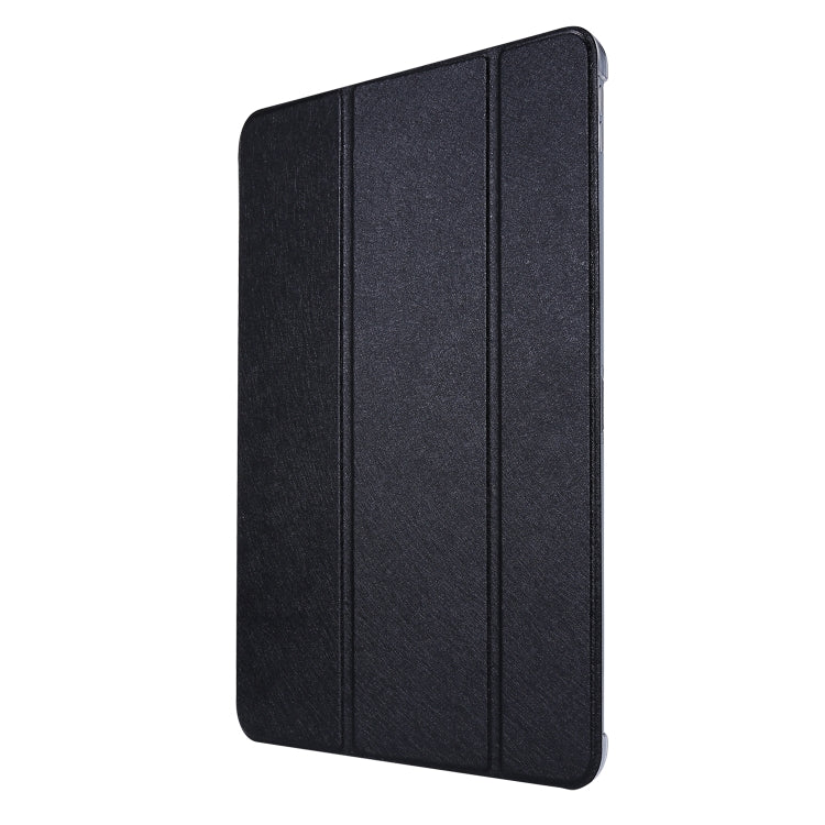 For iPad Air 13 2024 / Pro 12.9 2020 TPU Silk Texture Three-fold Horizontal Flip Leather Tablet Case with Holder(Black) - iPad Pro 12.9 (2020) Cases by buy2fix | Online Shopping UK | buy2fix