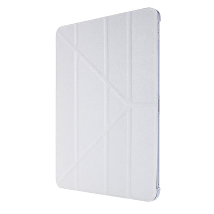 For iPad Air 13 2024 / Pro 12.9 2020 Silk Texture Horizontal Deformation Flip Leather Tablet Case with Three-folding Holder(White) - iPad Pro 12.9 (2020) Cases by buy2fix | Online Shopping UK | buy2fix