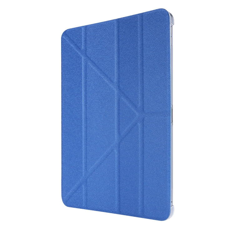 For iPad Air 13 2024 / Pro 12.9 2020 Silk Texture Horizontal Deformation Flip Leather Tablet Case with Three-folding Holder(Blue) - iPad Pro 12.9 (2020) Cases by buy2fix | Online Shopping UK | buy2fix