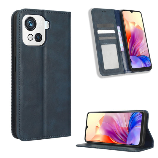 For Blackview OSCAL C80 Magnetic Buckle Retro Texture Leather Phone Case(Blue) - More Brand by buy2fix | Online Shopping UK | buy2fix