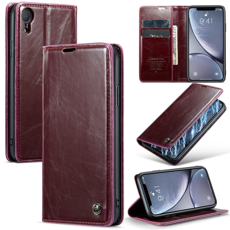 For iPhone XR CaseMe 003 Crazy Horse Texture Leather Phone Case(Wine Red) - More iPhone Cases by CaseMe | Online Shopping UK | buy2fix