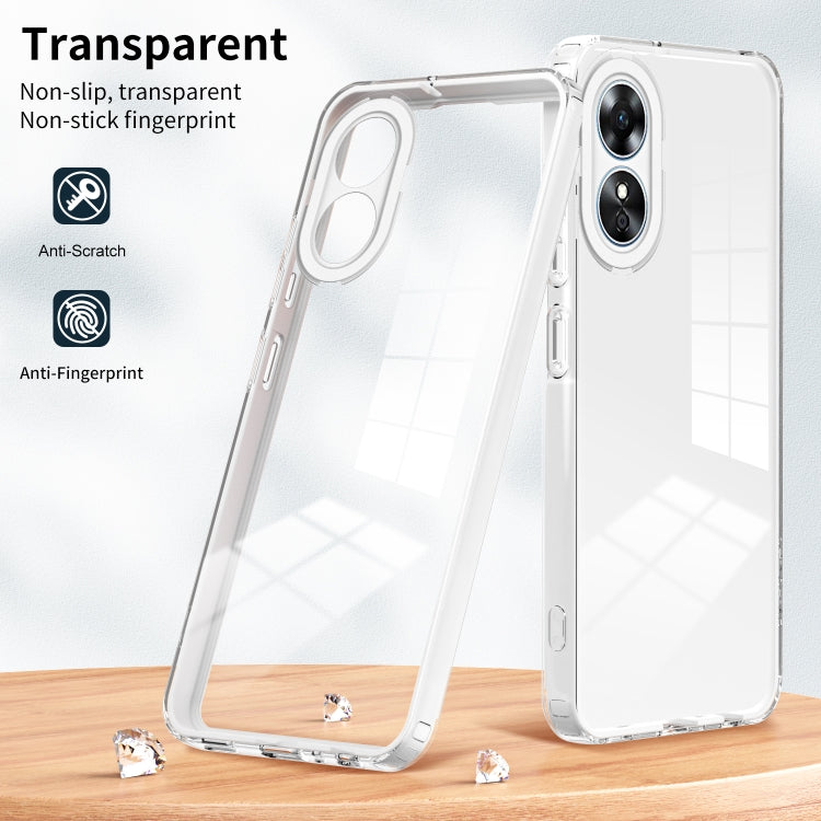 For OPPO A17 4G 3 in 1 Clear TPU Color PC Frame Phone Case(White) - OPPO Cases by buy2fix | Online Shopping UK | buy2fix
