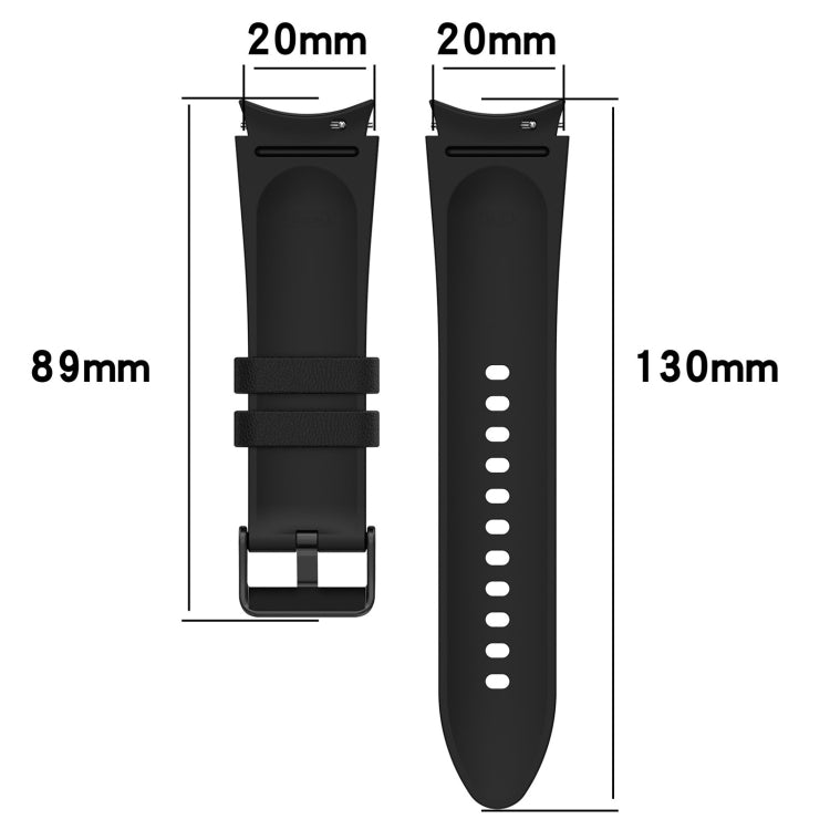 For Samsung Galaxy Watch5 44mm / 40mm Silicone Leather Black Buckle Watch Band, Size:L(Midnight Blue) - Watch Bands by buy2fix | Online Shopping UK | buy2fix