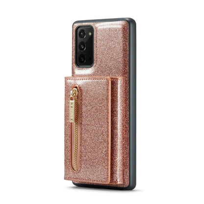 For Samsung Galaxy Note20 DG.MING M3 Series Glitter Powder Card Bag Leather Case(Rose Gold) - Galaxy Note20 Cases by DG.MING | Online Shopping UK | buy2fix