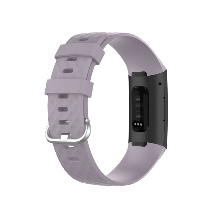 18mm Silver Color Buckle TPU Wrist Strap Watch Band for Fitbit Charge 4 / Charge 3 / Charge 3 SE, Size: L(Light Purple) - Watch Bands by buy2fix | Online Shopping UK | buy2fix