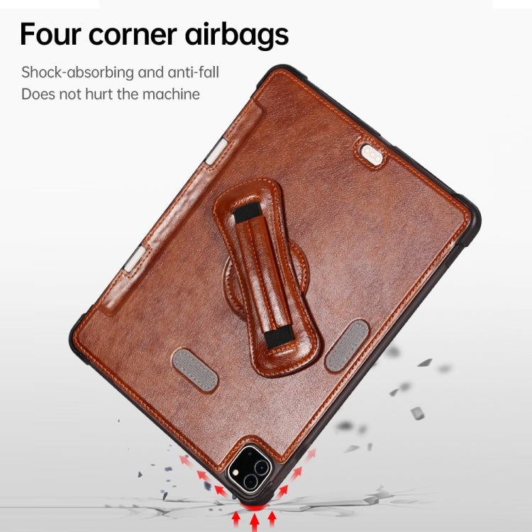 For iPad Air 11 2024 / Air 4 / Air 5 360 Degree Rotation Handheld Leather Back Tablet Case with Pencil Slot(Brown) - iPad Air (2022) / (2020) 10.9 Cases by buy2fix | Online Shopping UK | buy2fix