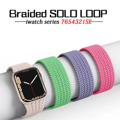 Nylon Single-turn Braided Watch Band For Apple Watch Ultra 49mm&Watch Ultra 2 49mm / Series 9&8&7 45mm / SE 3&SE 2&6&SE&5&4 44mm / 3&2&1 42mm, Length:135mm(Grape Purple) - Watch Bands by buy2fix | Online Shopping UK | buy2fix