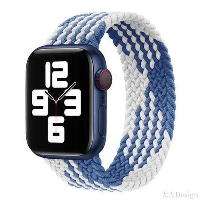 Nylon Single-turn Braided Watch Band For Apple Watch Ultra 49mm&Watch Ultra 2 49mm / Series 9&8&7 45mm / SE 3&SE 2&6&SE&5&4 44mm / 3&2&1 42mm, Length:165mm(Z Blue White) - Watch Bands by buy2fix | Online Shopping UK | buy2fix