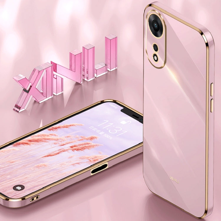 For OPPO A58 5G XINLI Straight 6D Plating Gold Edge TPU Phone Case(Black) - OPPO Cases by buy2fix | Online Shopping UK | buy2fix