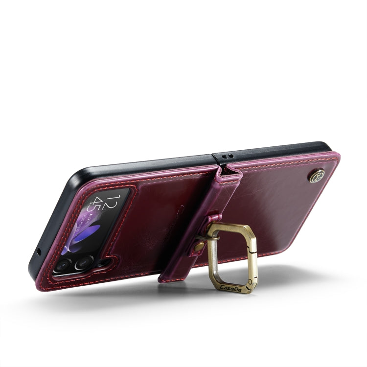 For Samsung Galaxy Z Flip3 5G CaseMe 003 Crazy Horse Texture Leather Phone Case with Lanyard(Wine Red) - Galaxy Phone Cases by CaseMe | Online Shopping UK | buy2fix