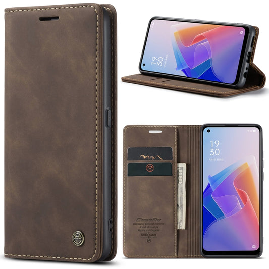 CaseMe 013 Multifunctional Horizontal Flip Leather Phone Case For OPPO Reno7 Z Global/Reno7 Lite Global/Reno8 Lite Global/F21 Pro 5G Global/Reno8 Z Global(Coffee) - OPPO Cases by CaseMe | Online Shopping UK | buy2fix