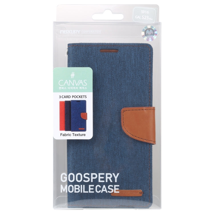 For Samsung Galaxy S23+ 5G GOOSPERY CANVAS DIARY Fabric Texture Flip Leather Phone Case(Navy Blue) - Galaxy S23+ 5G Cases by GOOSPERY | Online Shopping UK | buy2fix