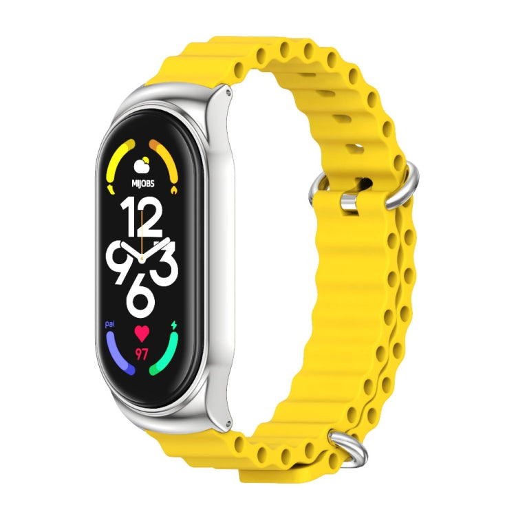 For Xiaomi Mi Band 6 / 5 / 4 / 3 MIJOBS CS Marine Silicone Breathable Watch Band(Yellow Silver) - Watch Bands by MIJOBS | Online Shopping UK | buy2fix