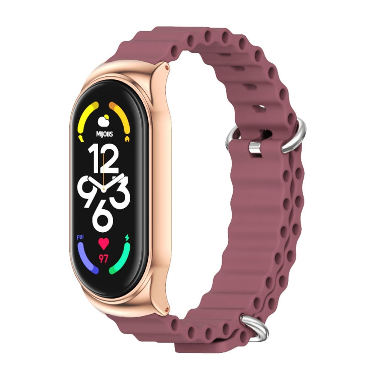 For Xiaomi Mi Band 7 / 7 NFC MIJOBS CS Marine Silicone Breathable Watch Band(Wine Red Rose Gold) - Watch Bands by MIJOBS | Online Shopping UK | buy2fix