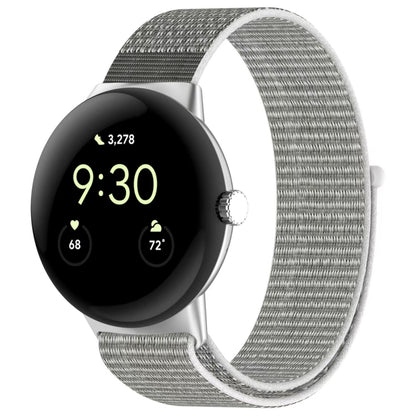 For Google Pixel Watch Metal Head Nylon Loop Watch Band(Powder Sand) - Watch Bands by buy2fix | Online Shopping UK | buy2fix