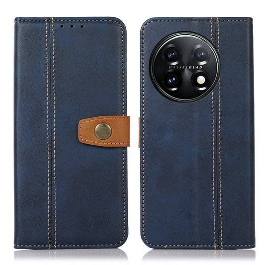 For OnePlus 11 5G Stitching Thread Calf Texture Leather Phone Case(Blue) - OnePlus Cases by buy2fix | Online Shopping UK | buy2fix