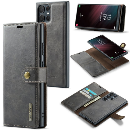 For Samsung Galaxy S23 Ultra 5G DG.MING Crazy Horse Texture Detachable Magnetic Leather Case(Grey) - Galaxy S23 Ultra 5G Cases by DG.MING | Online Shopping UK | buy2fix