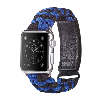 Paracord Plain Weave Hook And Loop Fastener Nylon Watch Band For Apple Watch Ultra 49mm&Watch Ultra 2 49mm / Series 9&8&7 45mm / SE 3&SE 2&6&SE&5&4 44mm / 3&2&1 42mm(Blue) - Watch Bands by buy2fix | Online Shopping UK | buy2fix