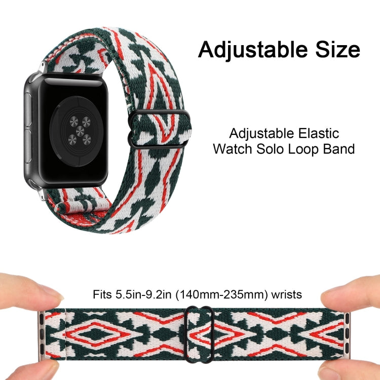 Ethnic Style Buckle Elastic Watch Band For Apple Watch Ultra 49mm&Watch Ultra 2 49mm / Series 9&8&7 45mm / SE 3&SE 2&6&SE&5&4 44mm / 3&2&1 42mm(Green-white Triangle) - Watch Bands by buy2fix | Online Shopping UK | buy2fix