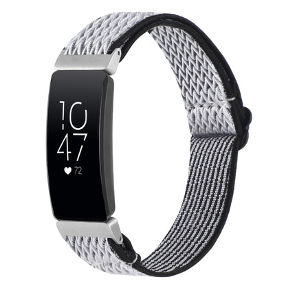 For Fitbit Inspire 2 Buckle Wave Braided Nylon Watch Band(White Black) - Watch Bands by buy2fix | Online Shopping UK | buy2fix