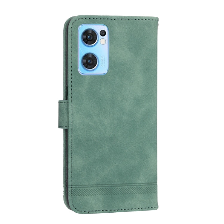 For OPPO Reno7 5G Dierfeng Dream Line Leather Phone Case(Green) - OPPO Cases by buy2fix | Online Shopping UK | buy2fix