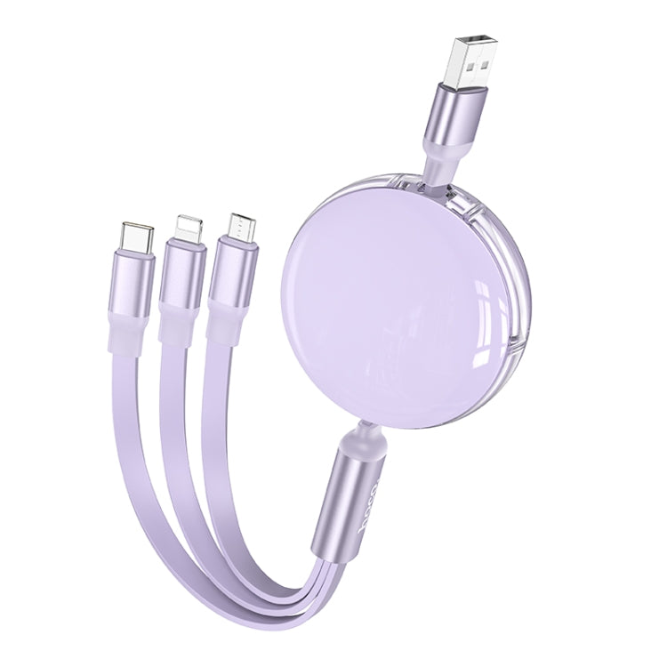 hoco X78 2A 8 Pin + USB-C/Type-C + Micro USB 3 in 1 Charging Cable, Length: 1m(Purple) - Multifunction Cable by hoco | Online Shopping UK | buy2fix