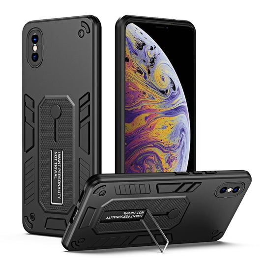 For iPhone XS Max Variety Brave Armor Finger Loop Holder Phone Case(Black) - More iPhone Cases by buy2fix | Online Shopping UK | buy2fix