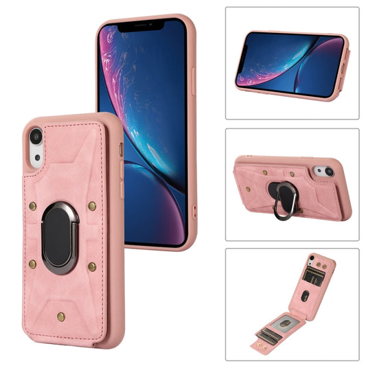 For iPhone XR Armor Ring Wallet Back Cover Phone Case(Pink) - More iPhone Cases by buy2fix | Online Shopping UK | buy2fix