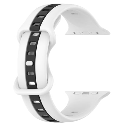 Nail Buckle Two-color Watch Band For Apple Watch Ultra 49mm&Watch Ultra 2 49mm / Series 9&8&7 45mm / SE 3&SE 2&6&SE&5&4 44mm / 3&2&1 42mm(White Black) - Watch Bands by buy2fix | Online Shopping UK | buy2fix