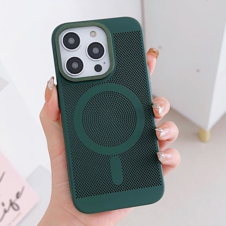 For iPhone 13 Grid Cooling MagSafe Magnetic Phone Case(Alpine Green) - iPhone 13 Cases by buy2fix | Online Shopping UK | buy2fix