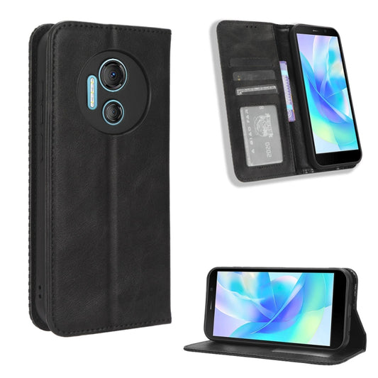 For Doogee X97 / X97 Pro Magnetic Buckle Retro Texture Leather Phone Case(Black) - Doogee Cases by buy2fix | Online Shopping UK | buy2fix