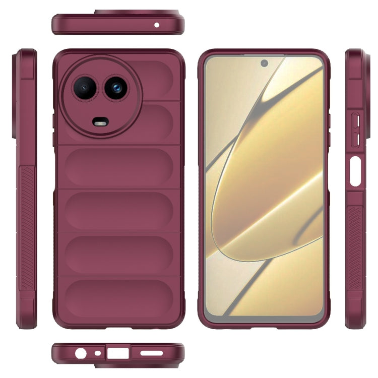 For Realme 11 5G Global Magic Shield TPU + Flannel Phone Case(Wine Red) - Realme Cases by buy2fix | Online Shopping UK | buy2fix