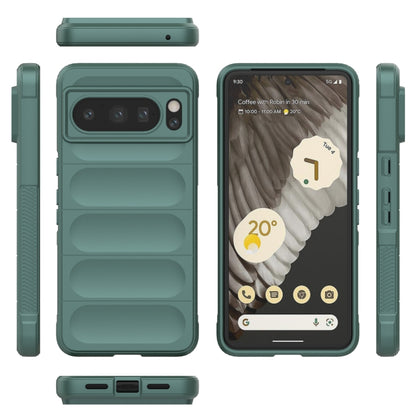For Google Pixel 8 Pro 5G Magic Shield TPU + Flannel Phone Case(Dark Green) - Google Cases by buy2fix | Online Shopping UK | buy2fix