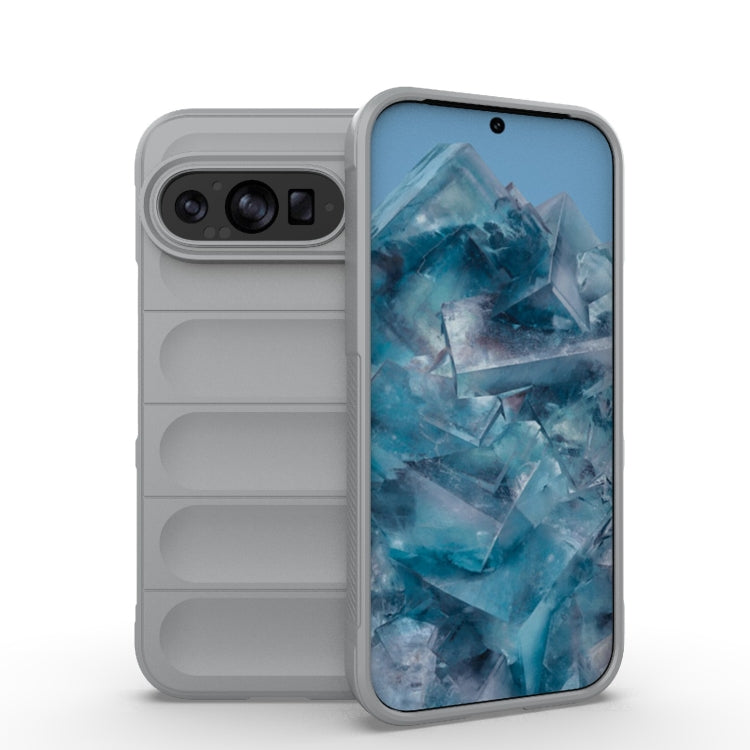 For Google Pixel 9 Pro 5G Magic Shield TPU + Flannel Phone Case(Grey) - Google Cases by buy2fix | Online Shopping UK | buy2fix