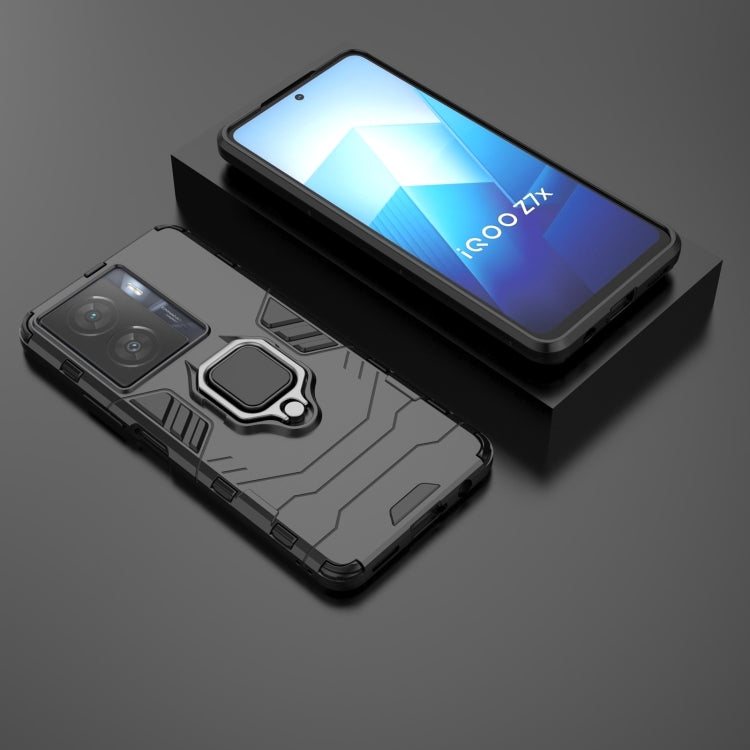 For vivo iQOO Z7x 5G Magnetic Ring Holder PC + TPU Phone Case(Black) - vivo Cases by buy2fix | Online Shopping UK | buy2fix