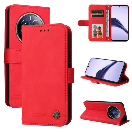 For Realme 13 Pro / 13 Pro+ / 12 Pro Skin Feel Life Tree Metal Button Leather Phone Case(Red) - Realme Cases by buy2fix | Online Shopping UK | buy2fix