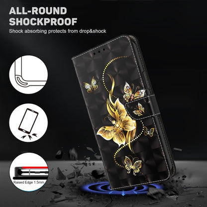 For Xiaomi Redmi Note 13 Pro+ 3D Painted Pattern Leather Phone Case(Golden Butterfly) - Note 13 Pro+ Cases by buy2fix | Online Shopping UK | buy2fix