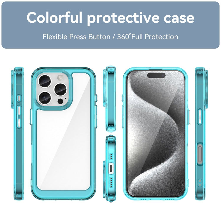 For iPhone 16 Pro Colorful Series Acrylic + TPU Phone Case(Transparent Blue) - iPhone 16 Pro Cases by buy2fix | Online Shopping UK | buy2fix