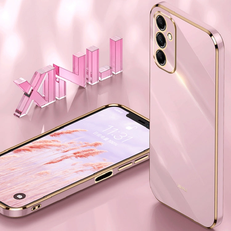 For Samsung Galaxy M14 5G XINLI Straight Edge 6D Electroplate TPU Phone Case(White) - Galaxy Phone Cases by XINLI | Online Shopping UK | buy2fix