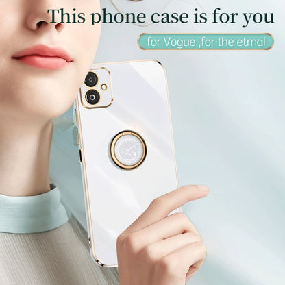 For Samsung Galaxy F14 5G XINLI Straight Edge 6D Electroplate TPU Phone Case with Ring Holder(White) - Galaxy Phone Cases by XINLI | Online Shopping UK | buy2fix