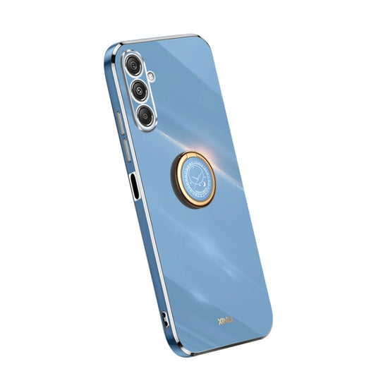 For Samsung Galaxy M34 5G XINLI Straight Edge 6D Electroplate TPU Phone Case with Ring Holder(Celestial Blue) - Galaxy Phone Cases by XINLI | Online Shopping UK | buy2fix