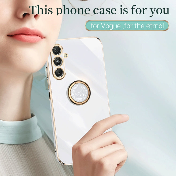 For Samsung Galaxy M34 5G XINLI Straight Edge 6D Electroplate TPU Phone Case with Ring Holder(Mint Green) - Galaxy Phone Cases by XINLI | Online Shopping UK | buy2fix