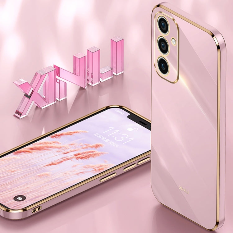 For Samsung Galaxy A35 5G XINLI Straight Edge 6D Electroplate TPU Phone Case with Ring Holder(Pink) - Galaxy Phone Cases by XINLI | Online Shopping UK | buy2fix