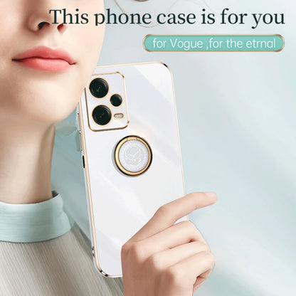 For Xiaomi Redmi Note 12 5G Global XINLI Straight Edge 6D Electroplate TPU Phone Case with Ring Holder(Mint Green) - Xiaomi Cases by XINLI | Online Shopping UK | buy2fix