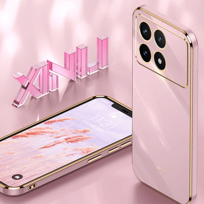 For Xiaomi Redmi K70E XINLI Straight Edge 6D Electroplate TPU Phone Case with Ring Holder(Pink) - K70E Cases by XINLI | Online Shopping UK | buy2fix